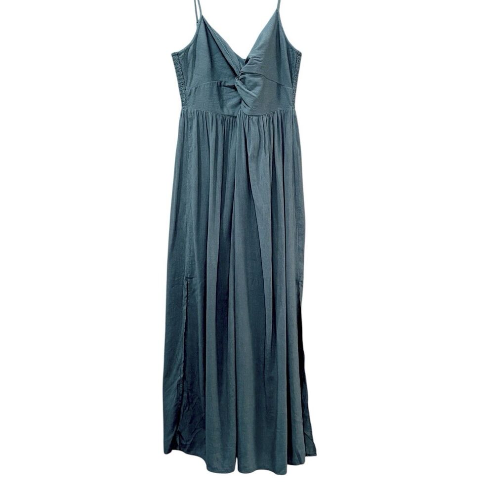 Aerie Women’s Sage Green Smocked Twist Front Maxi Dress Adjustable Straps Size M
